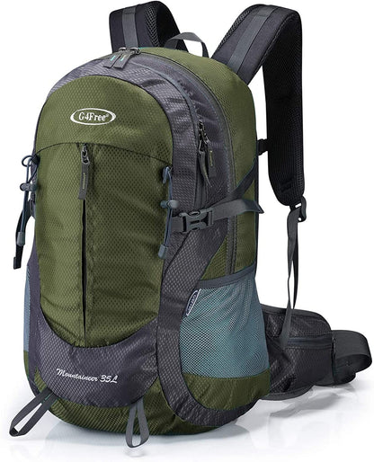 35L Hiking Backpack Water Resistant Outdoor Sports Travel Daypack Lightweight with Rain Cover for Women Men (Army Green)