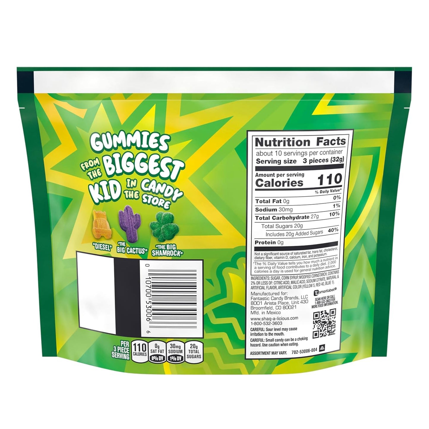 XL GUMMIES Sour Chewy, Candy Bag, 11.8 Oz