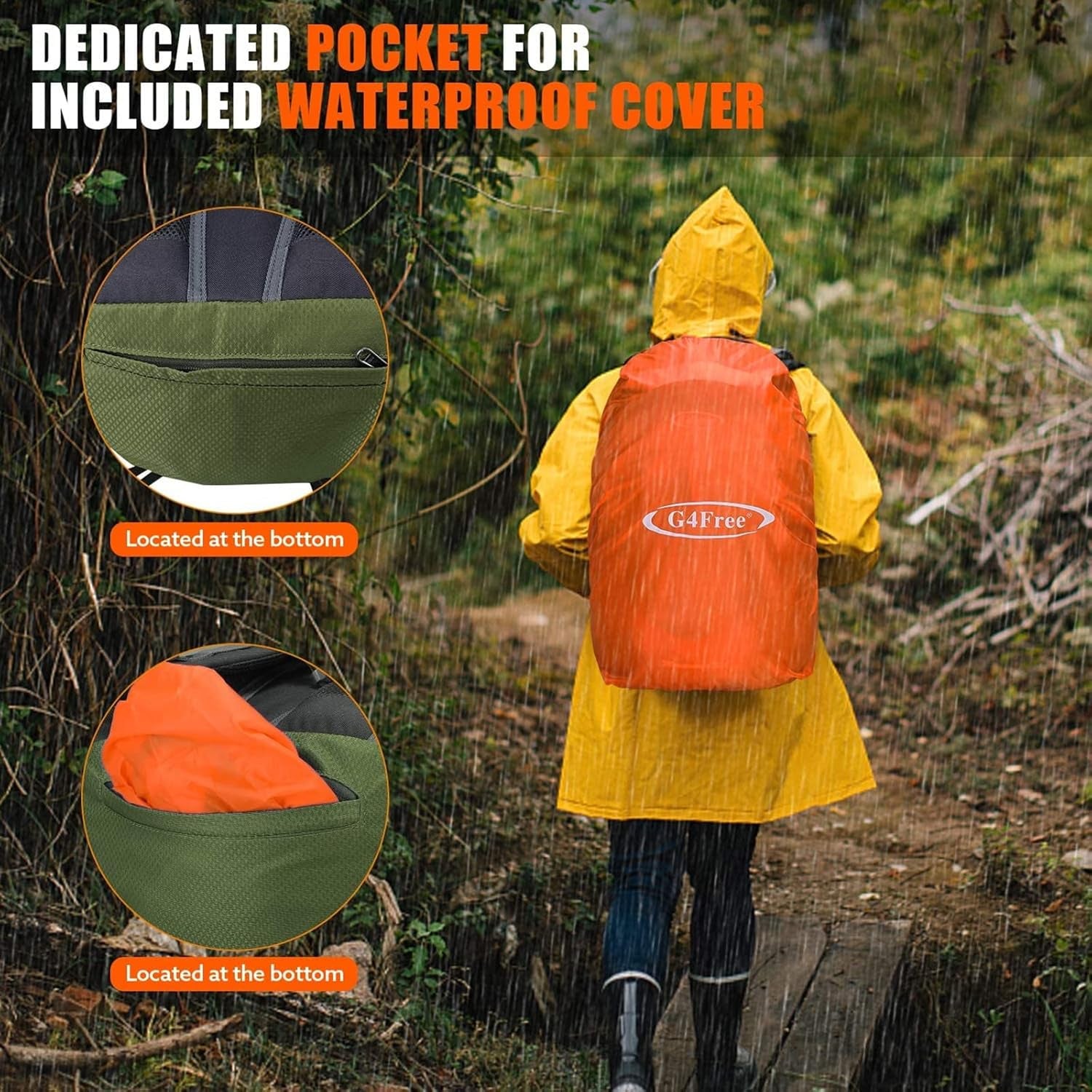 35L Hiking Backpack Water Resistant Outdoor Sports Travel Daypack Lightweight with Rain Cover for Women Men (Army Green)